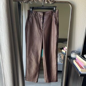 Babaton Chocolate Leather Trousers